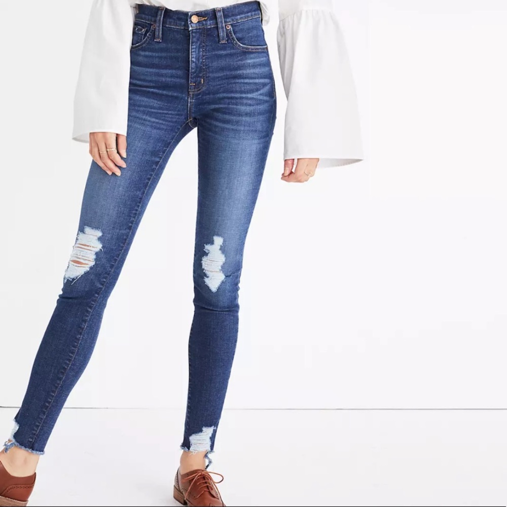 Madewell 9 inch high rise skinny deconstructed edition denim - size 32 jeans